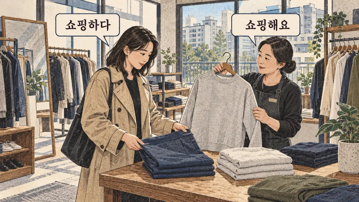 Dibujos con etiquetas coreanas: 쇼핑하다 / 쇼핑해요