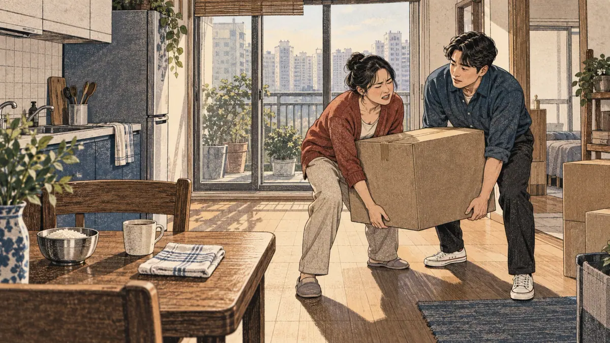Adults practicing Korean through an everyday Seoul interaction.