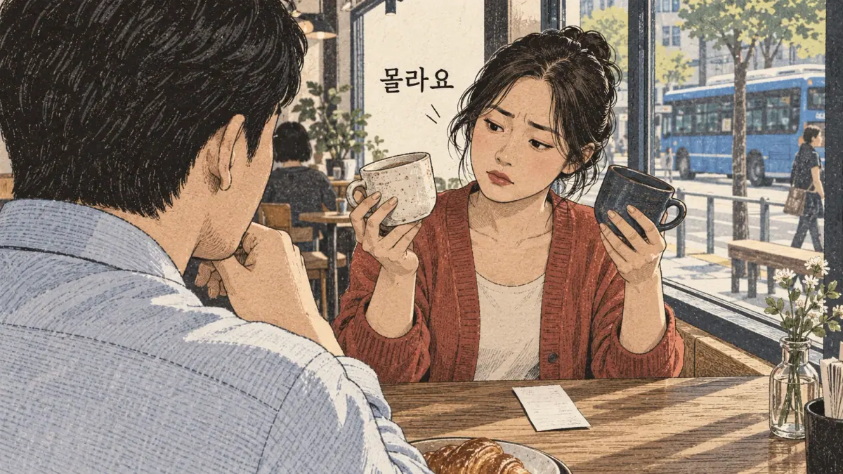 Everyday Korea scenes labelled 몰라요