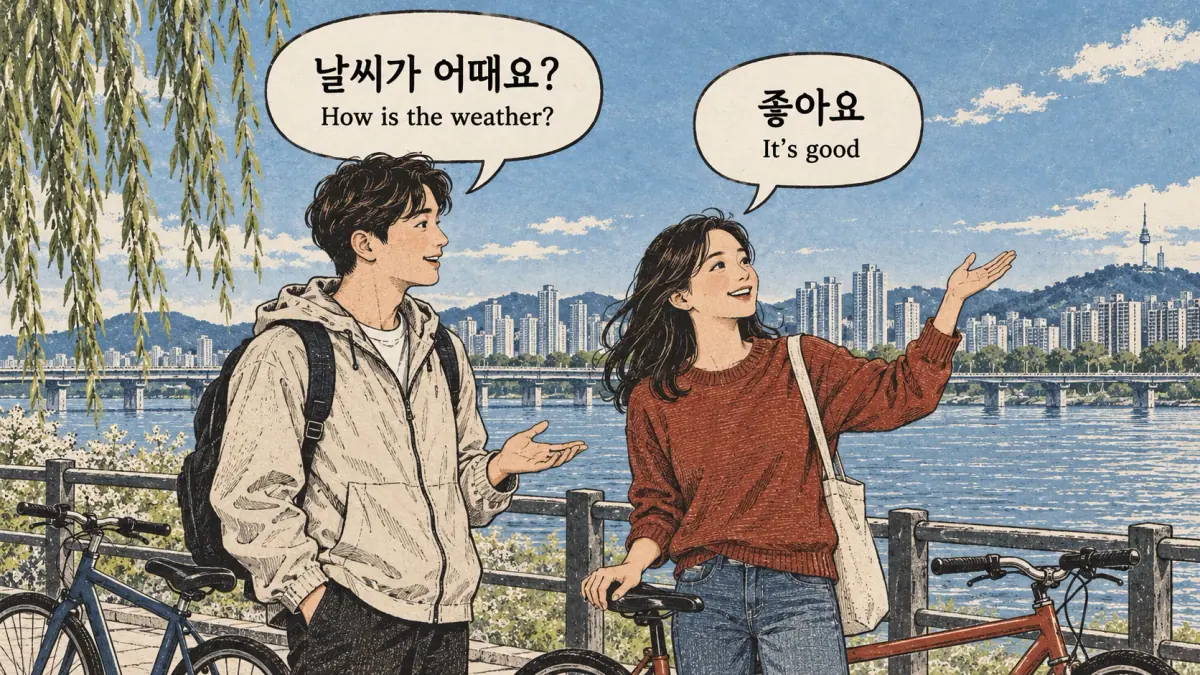 Illustration of everyday for Korean ㅎ irregular adjectives.