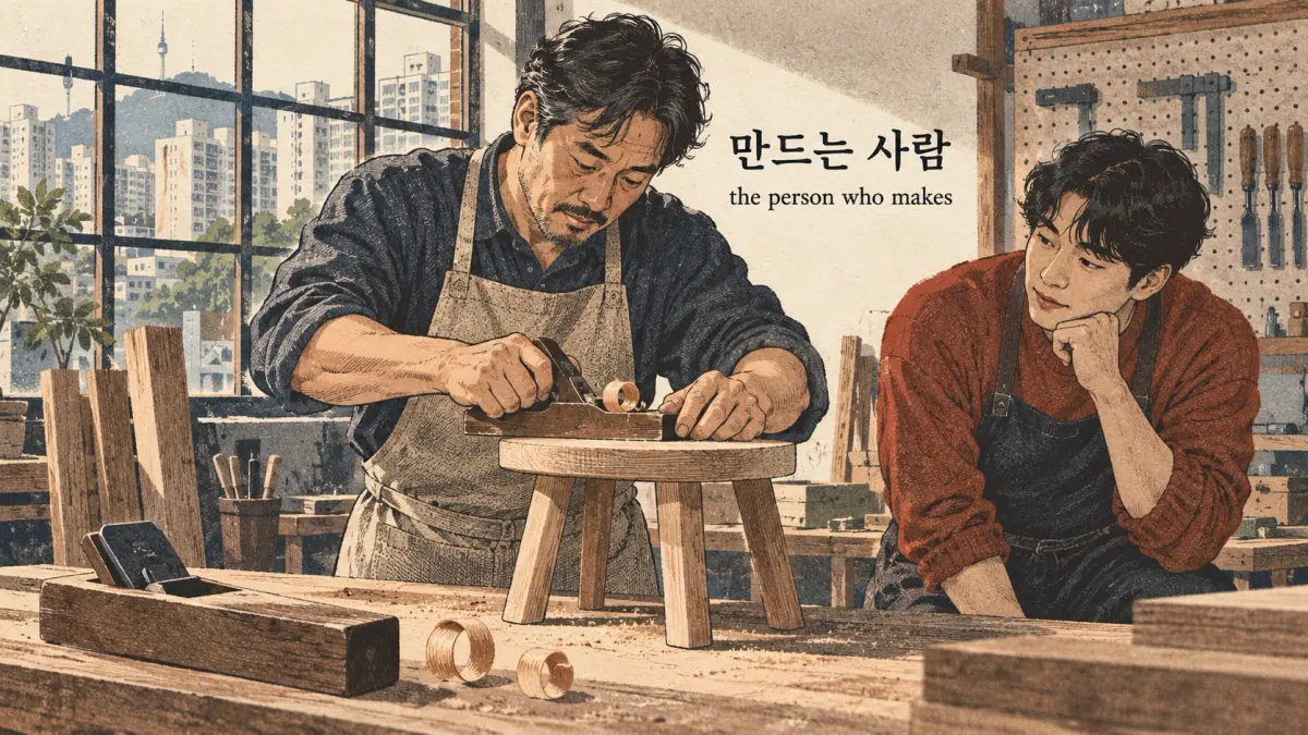 Korean ㄹ verbs illustrated: making-person.