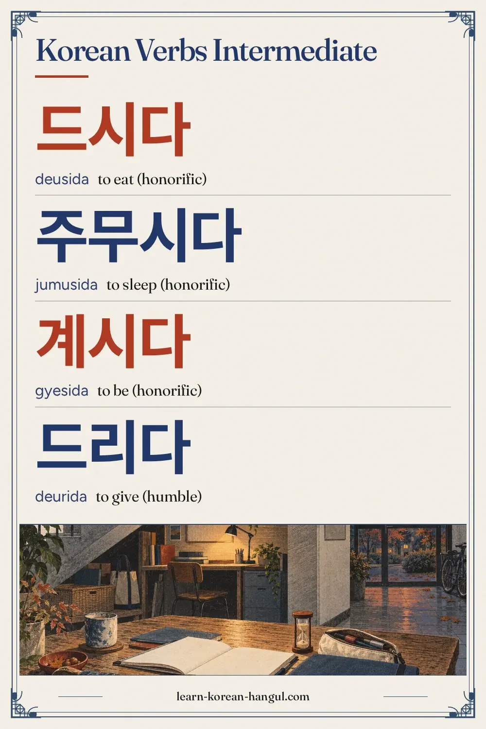 드시다 · deusida · to eat (honorific) · Korean Verbs Intermediate