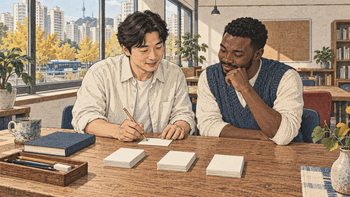 Korean polite present lesson illustrated through