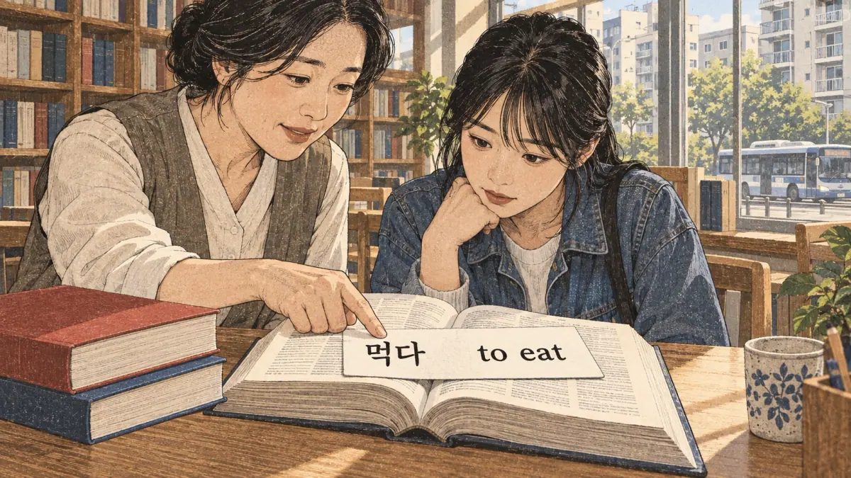 Illustrated lesson on Why do Korean verbs end in 다?