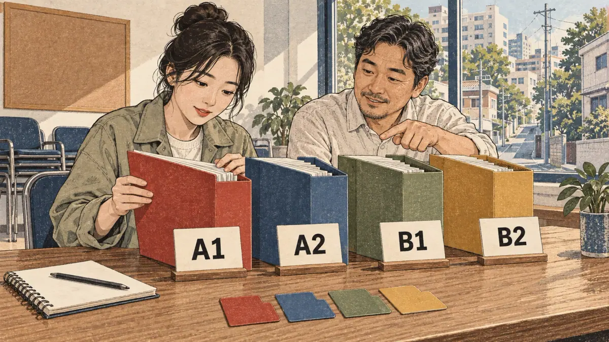 Illustrated Korean dictionary lesson: Browse the Korean verb list by level, class, word type and theme