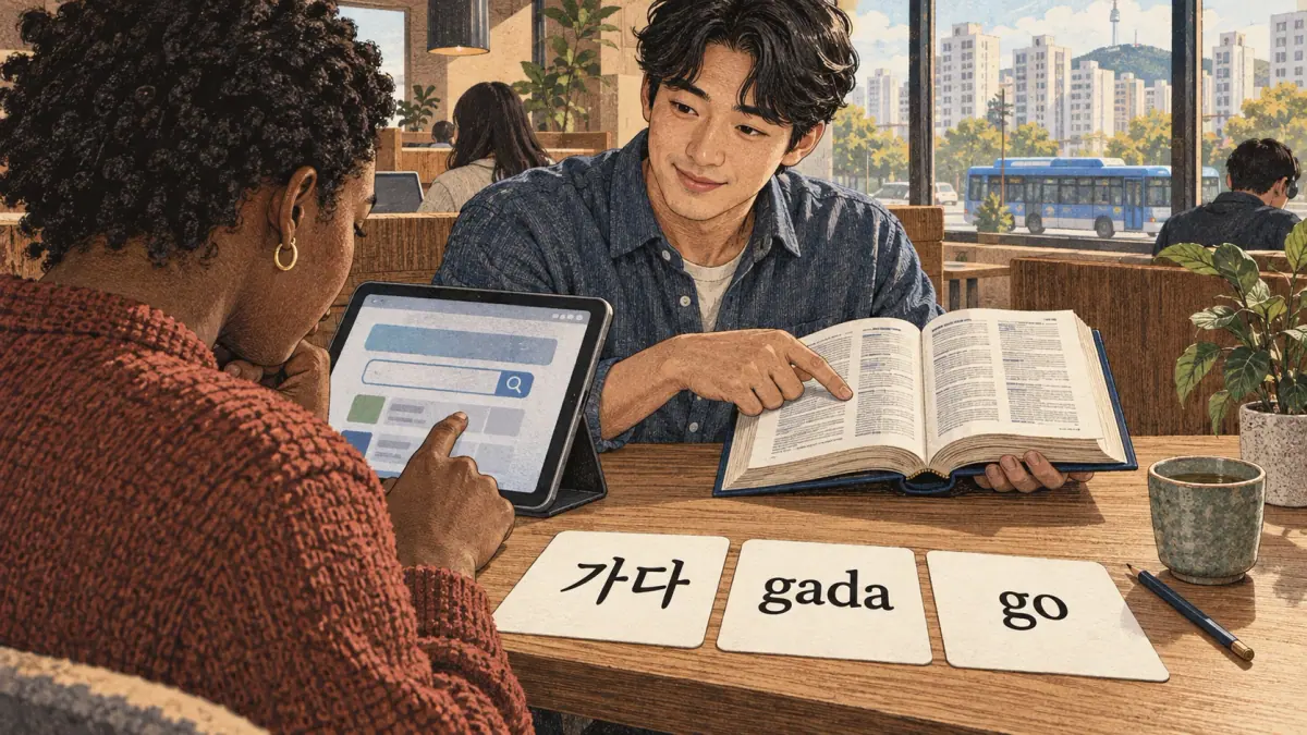 Illustrated Korean dictionary lesson: How do you find a verb?