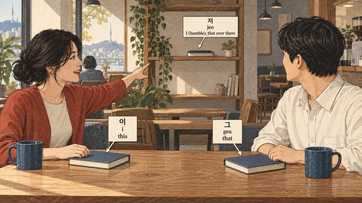 이, 그 and 저 point to things near the speaker, near the listener and far from both.
