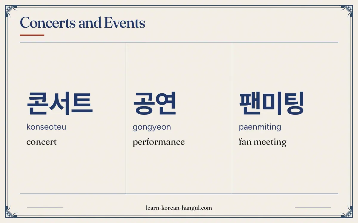 콘서트 · konseoteu · concert · Concerts and events