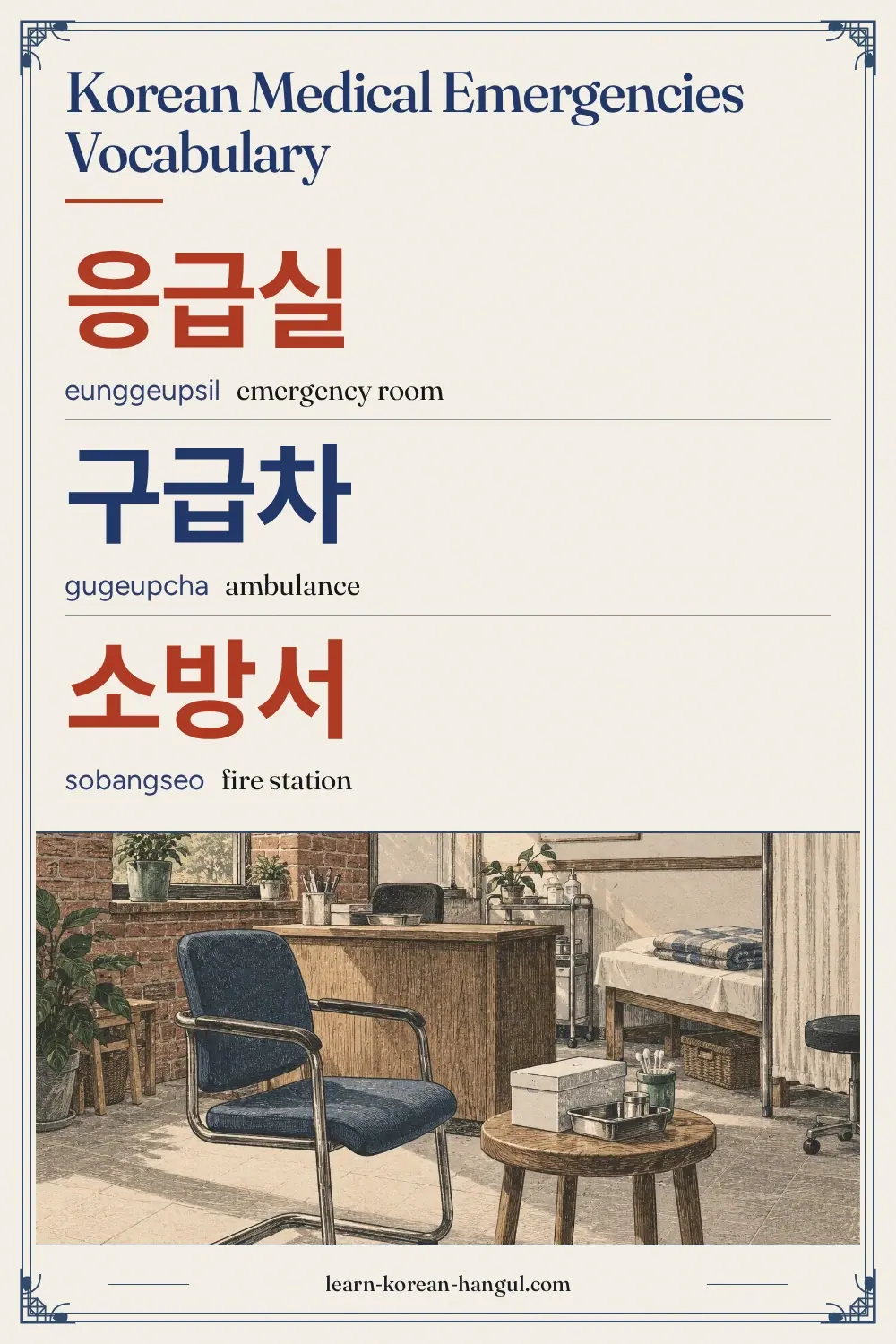 응급실 · eunggeupsil · emergency room · Korean Medical Emergencies Vocabulary
