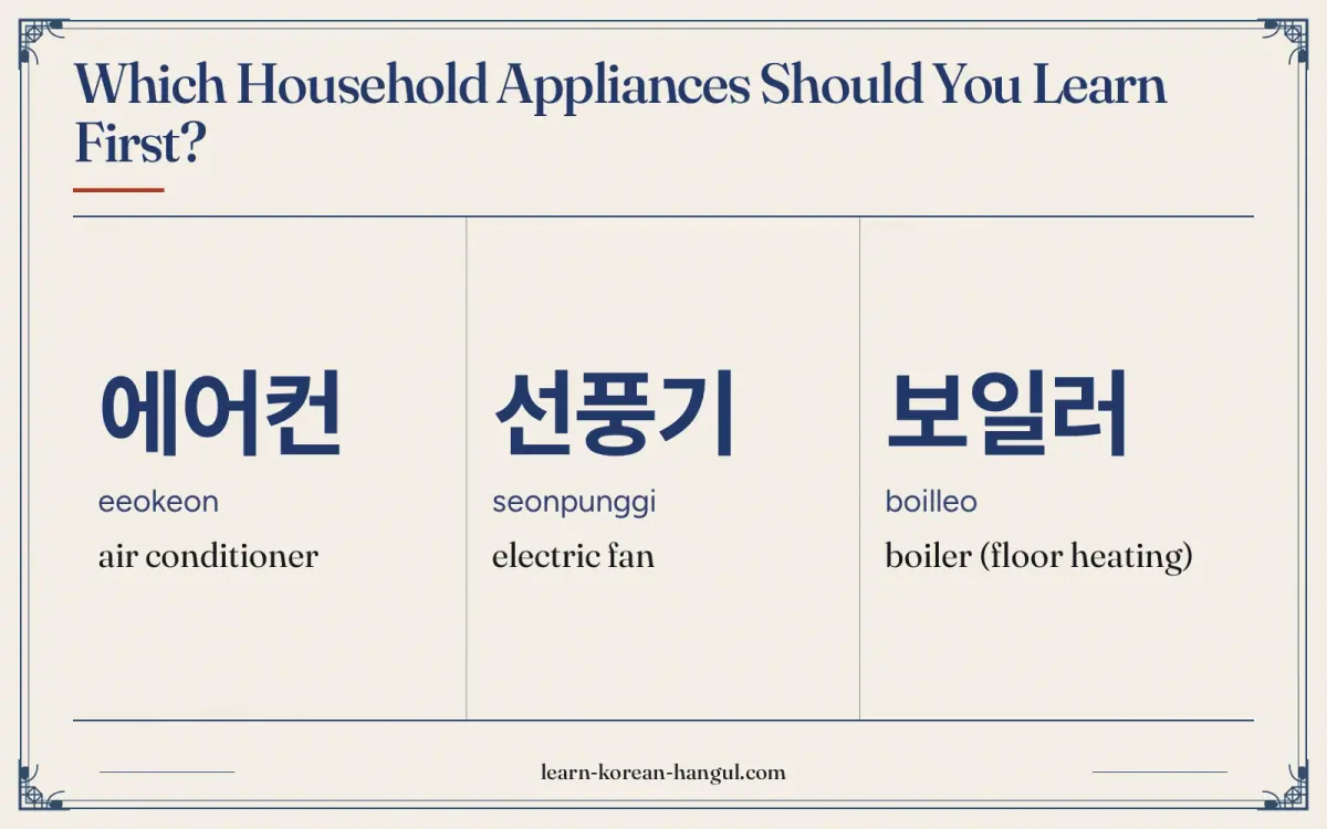 에어컨 · eeokeon · air conditioner · Which household appliances should you learn first?