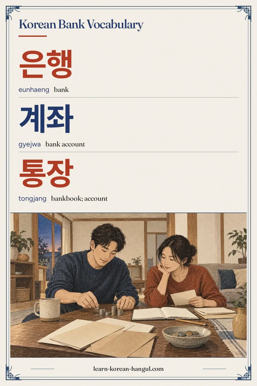 은행 · eunhaeng · bank · Korean Bank Vocabulary