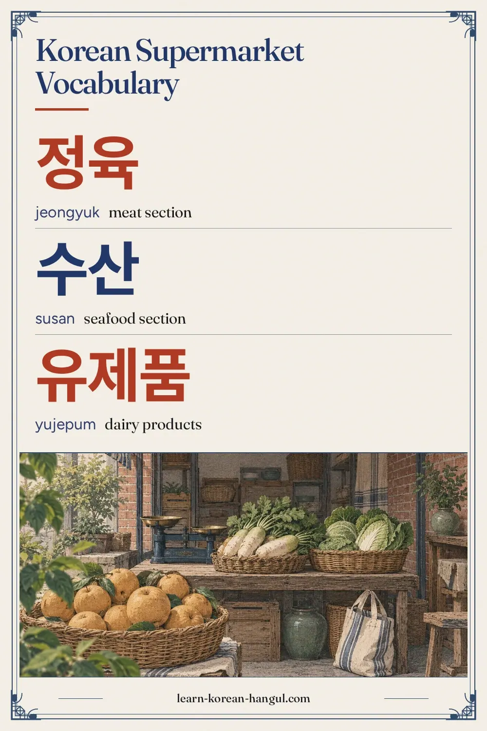 정육 · jeongyuk · meat section · Korean Supermarket Vocabulary