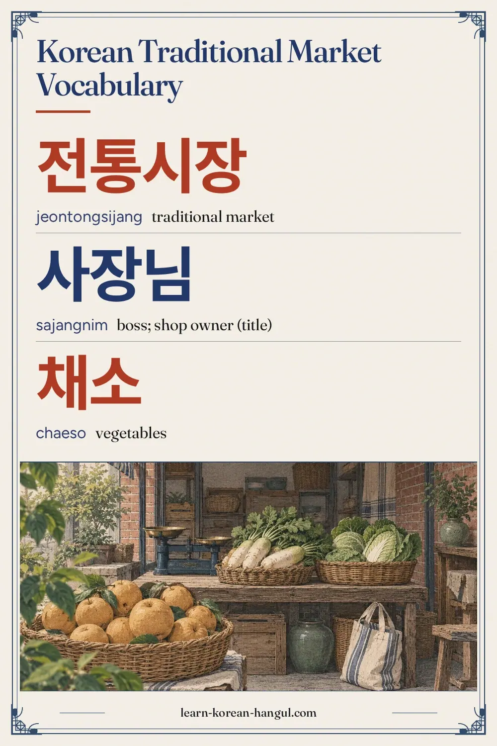 전통시장 · jeontongsijang · traditional market · Korean Traditional Market Vocabulary