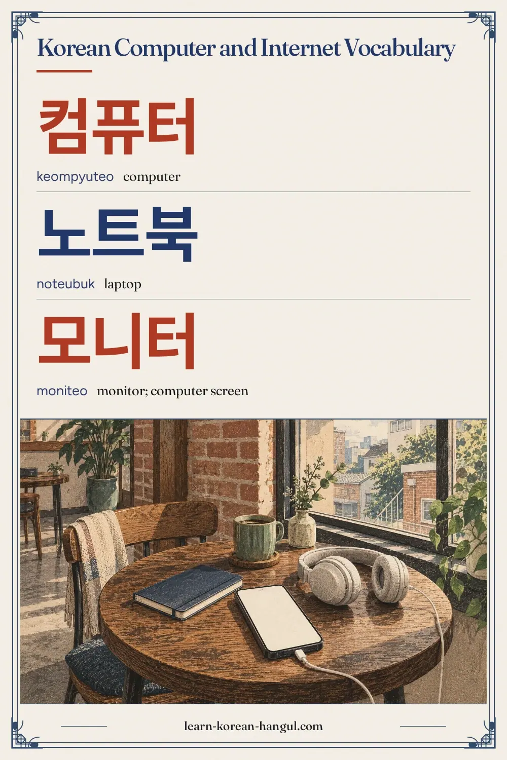 컴퓨터 · keompyuteo · computer · Korean Computer and Internet Vocabulary