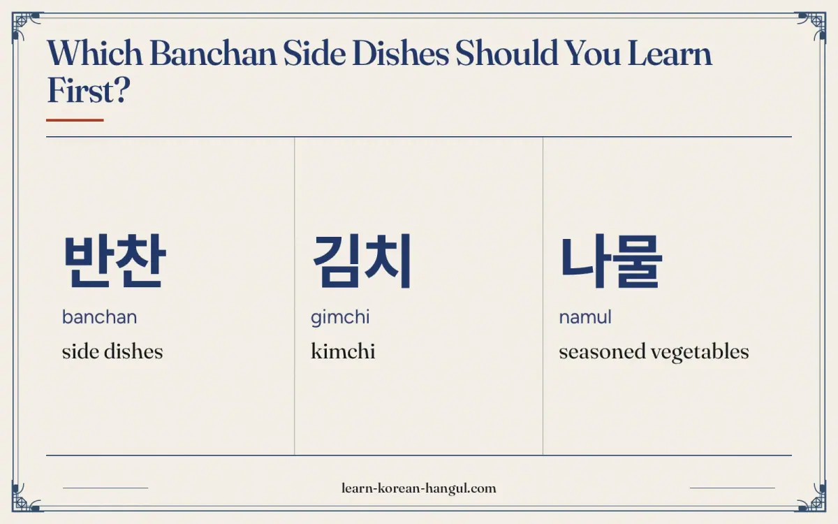 반찬 · banchan · side dishes · Which banchan side dishes should you learn first?