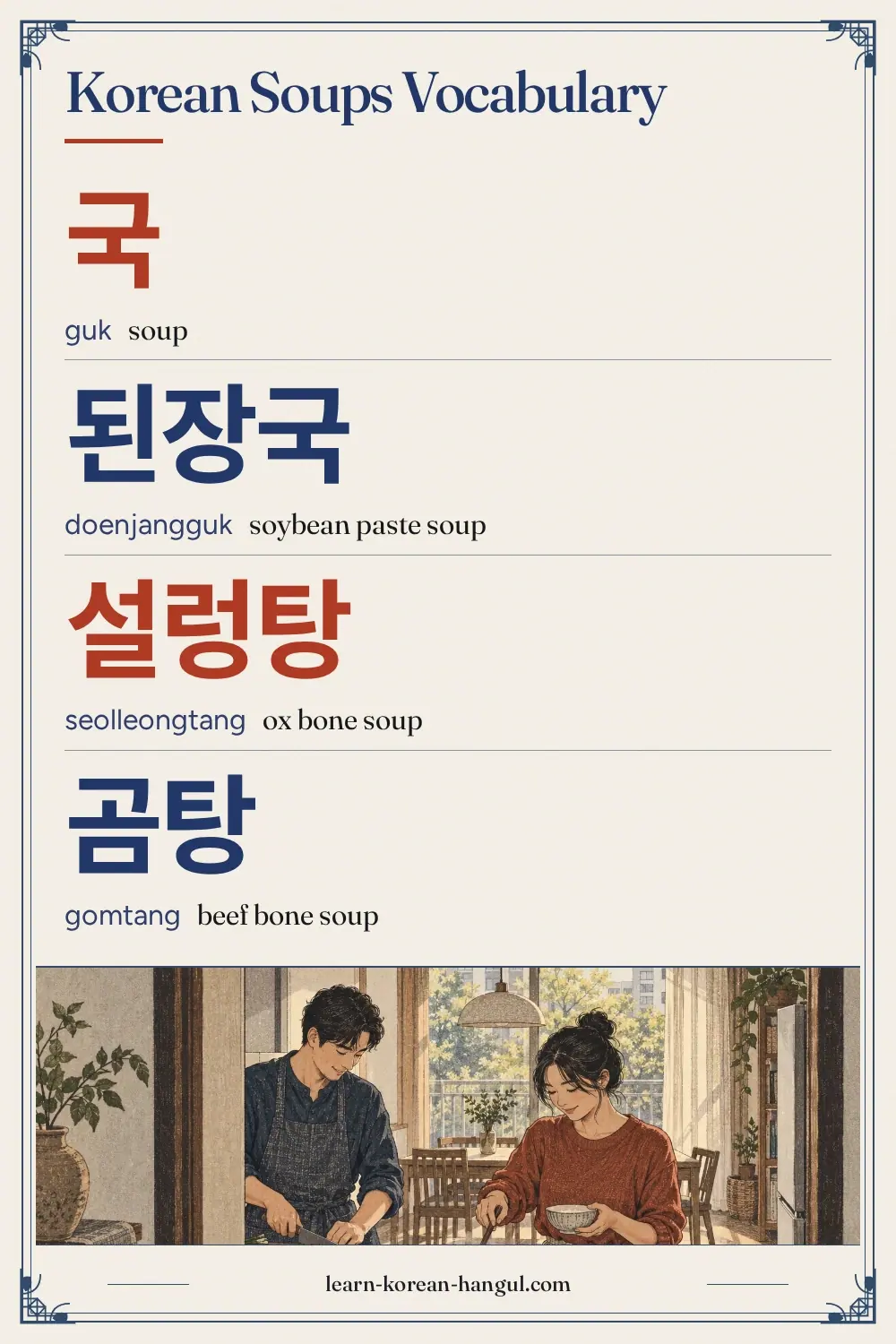 국 · guk · soup · Korean Soups Vocabulary