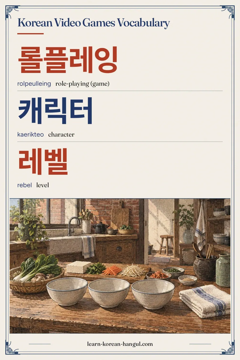 롤플레잉 · rolpeulleing · role-playing (game) · Korean Video Games Vocabulary