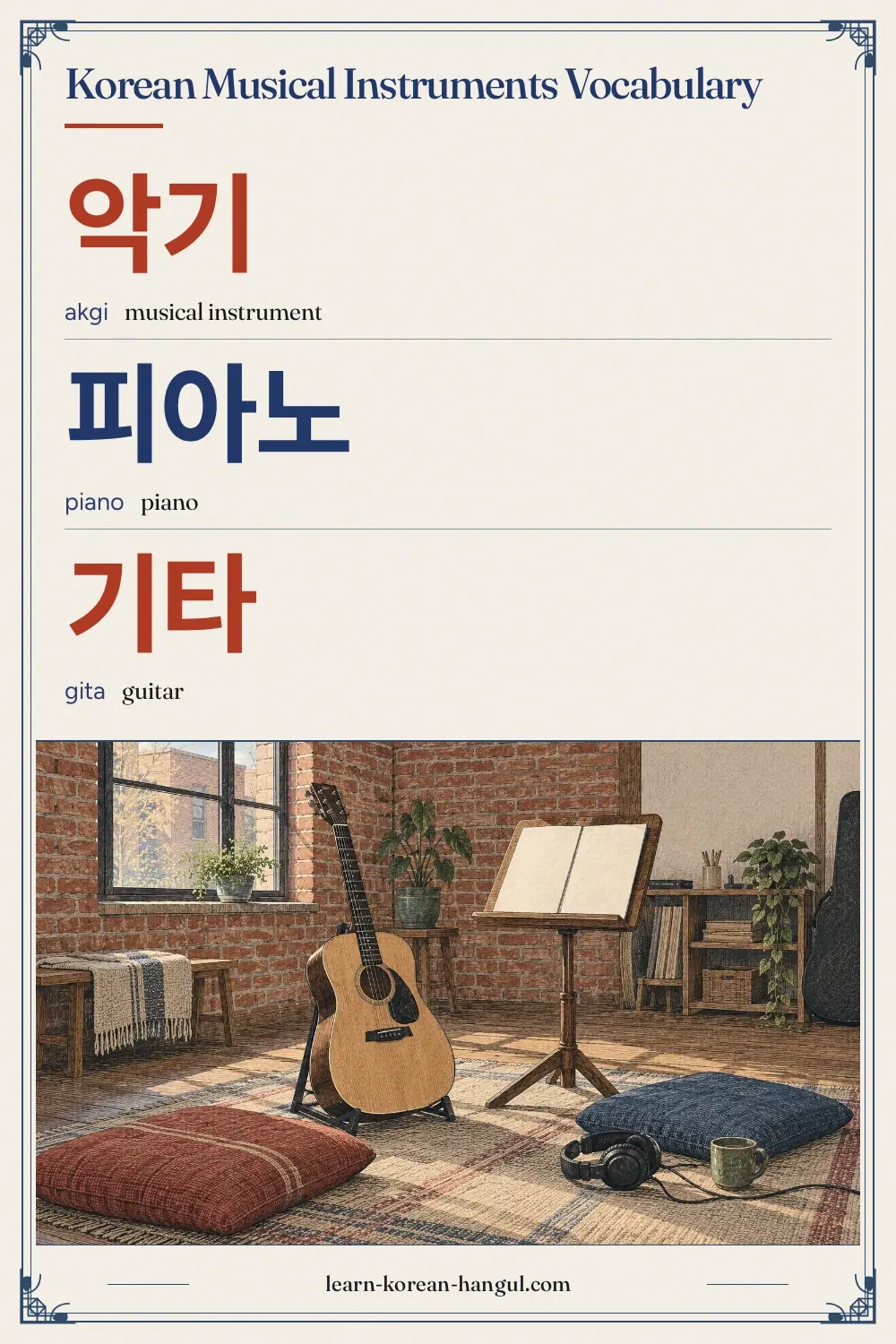 악기 · akgi · musical instrument · Korean Musical Instruments Vocabulary