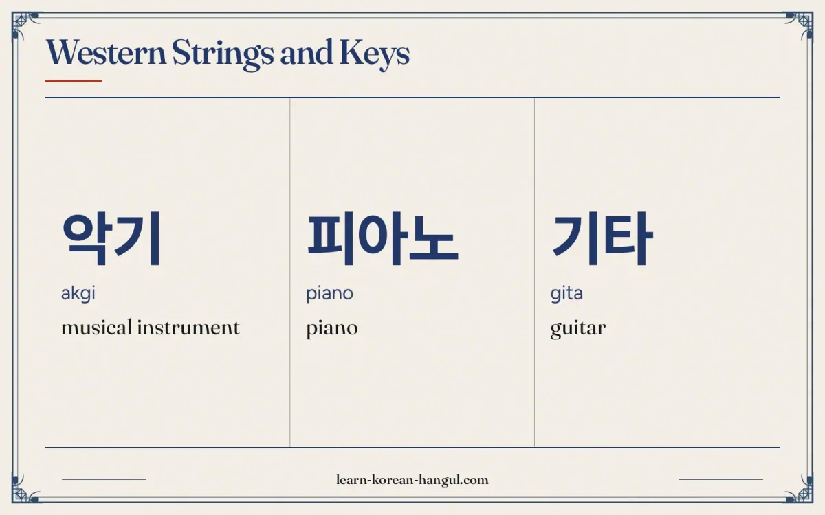 악기 · akgi · musical instrument · Western strings and keys