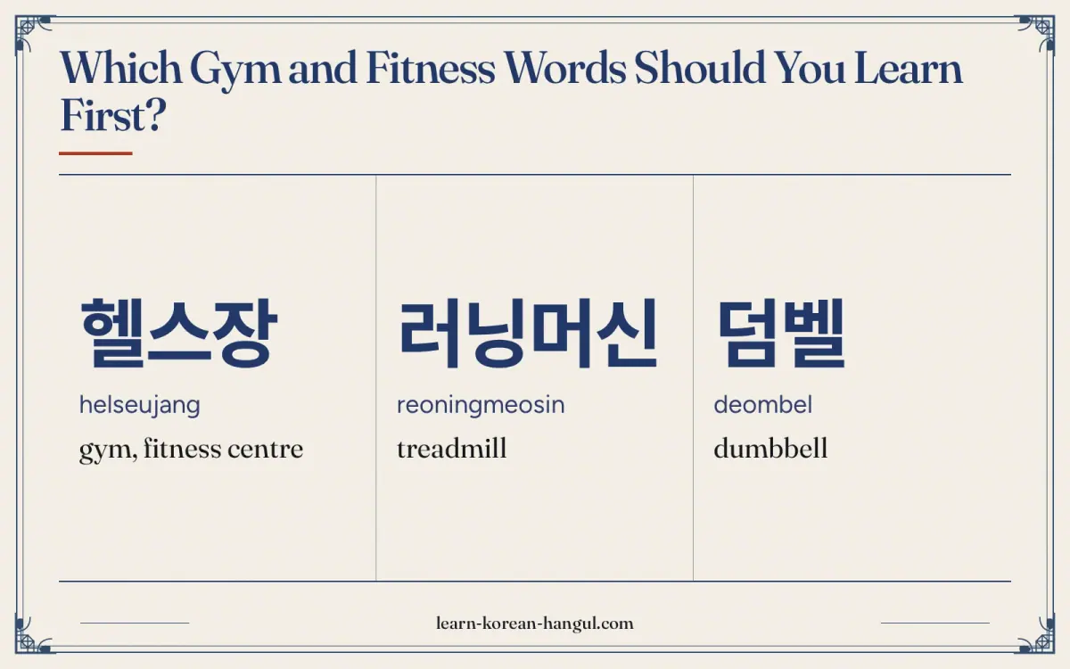 헬스장 · helseujang · gym, fitness centre · Which gym and fitness words should you learn first?