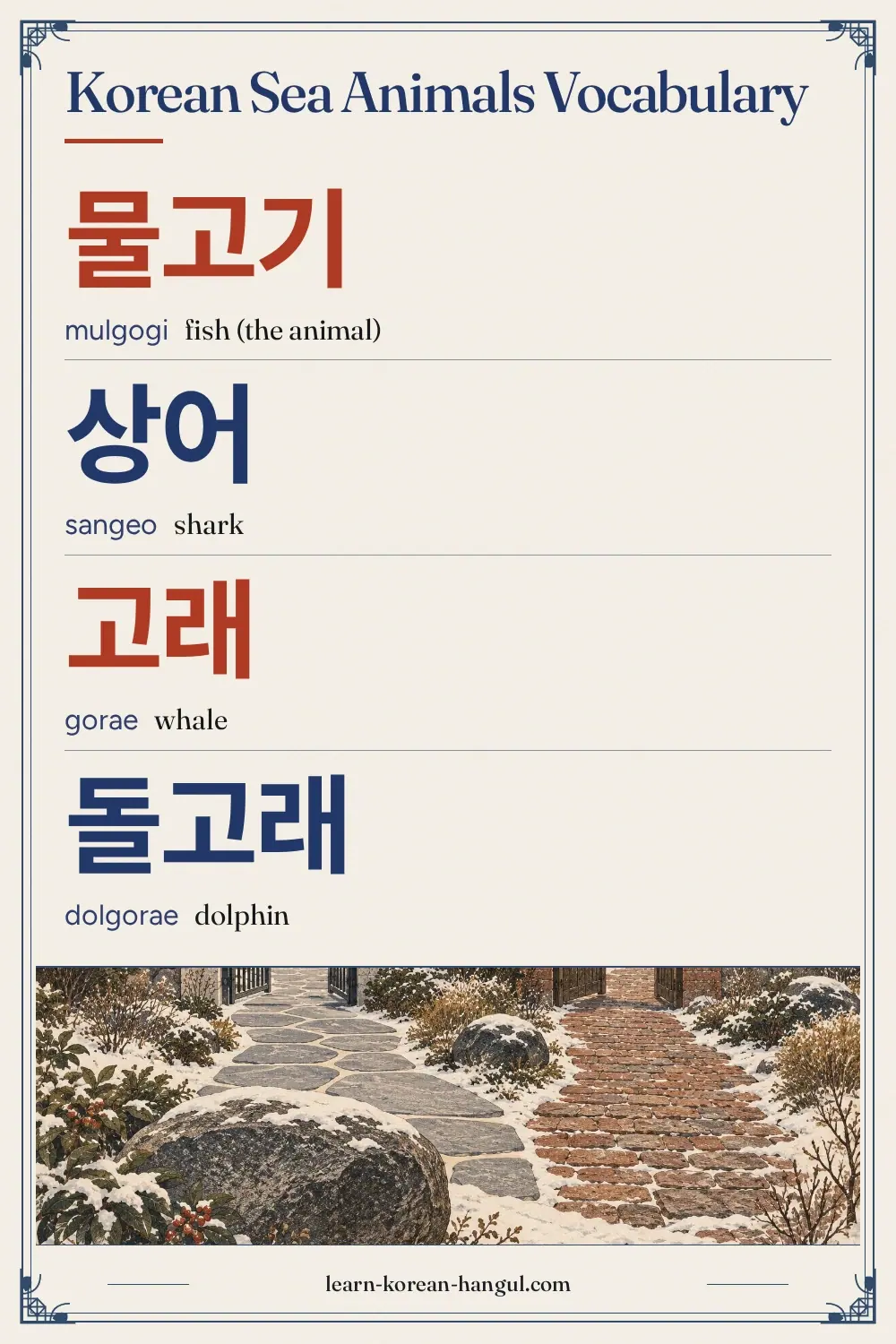 물고기 · mulgogi · fish (the animal) · Korean Sea Animals Vocabulary