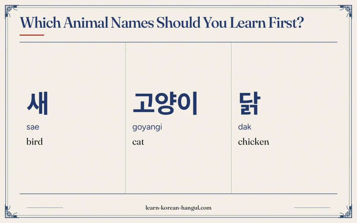 새 · sae · bird · Which animal names should you learn first?