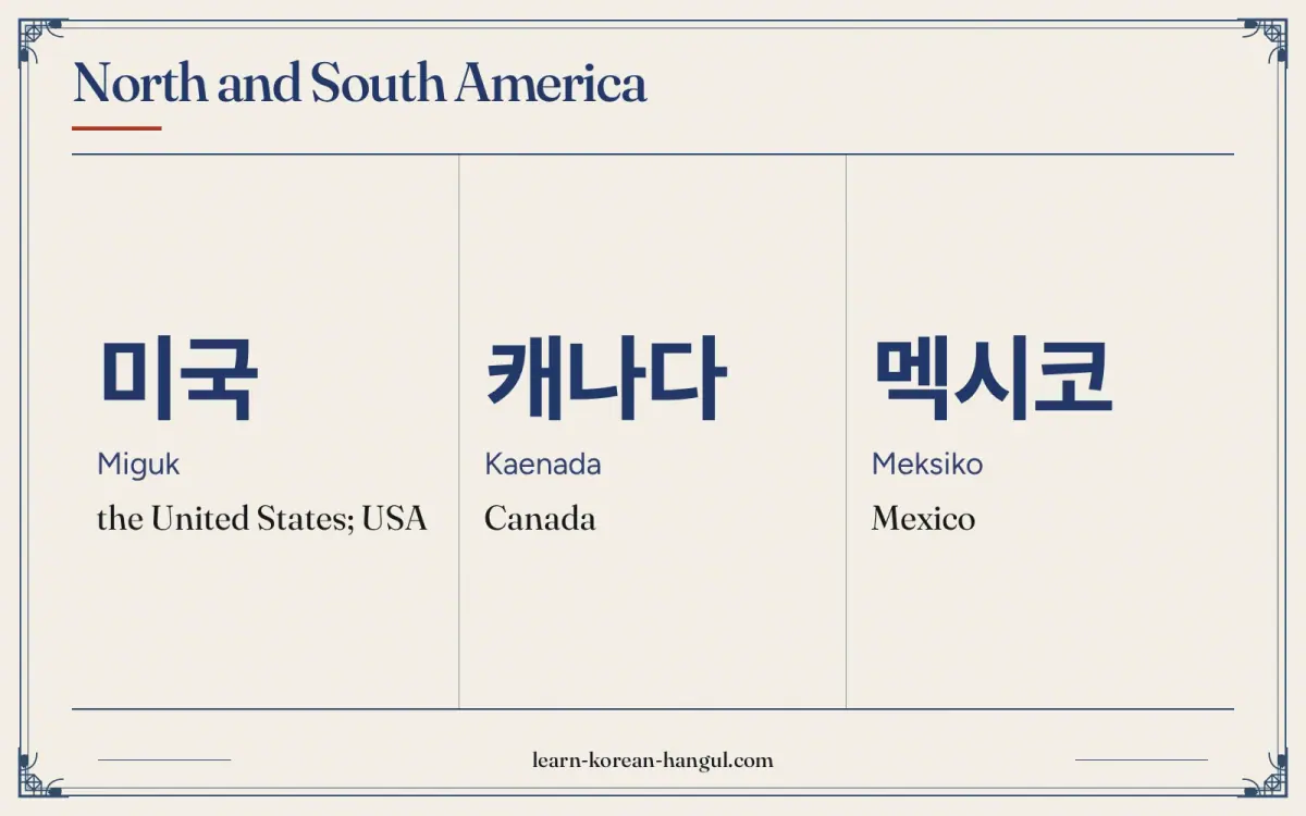 미국 · Miguk · the United States; USA · North and South America