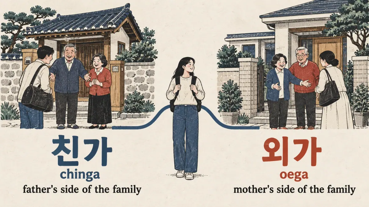 Illustrated lesson: 친가 (chinga), 외가 (oega)