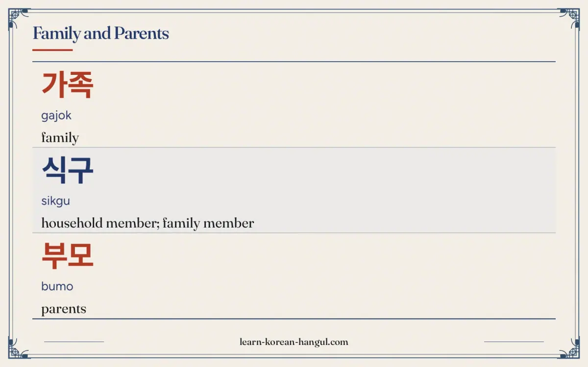 가족 · gajok · family · Family and parents