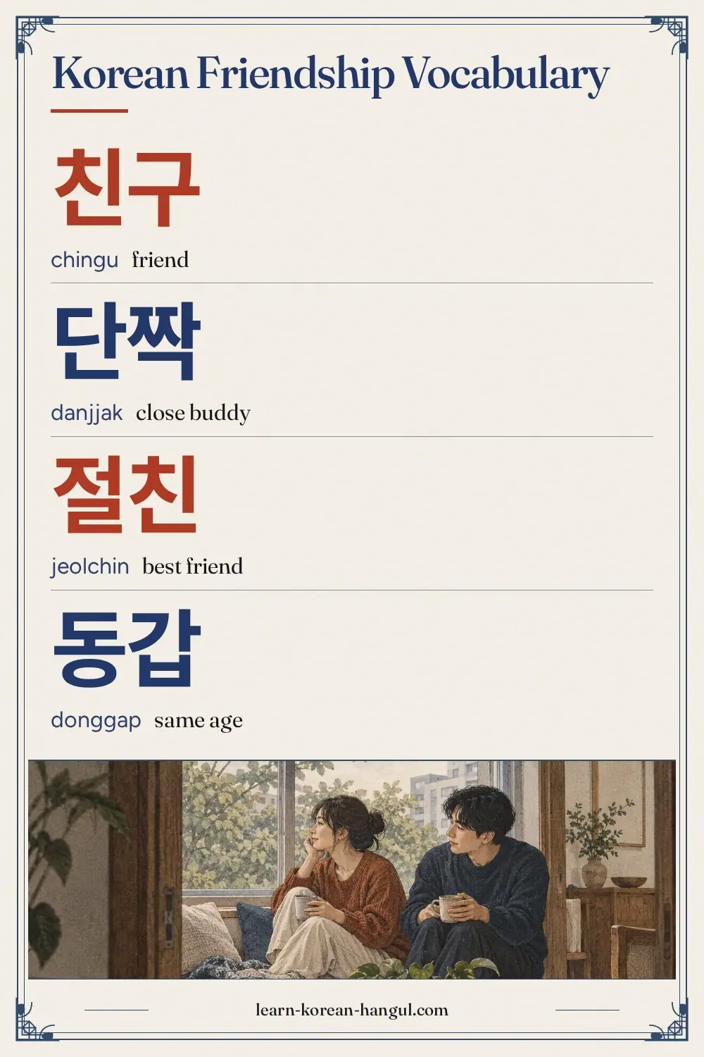 친구 · chingu · friend · Korean Friendship Vocabulary