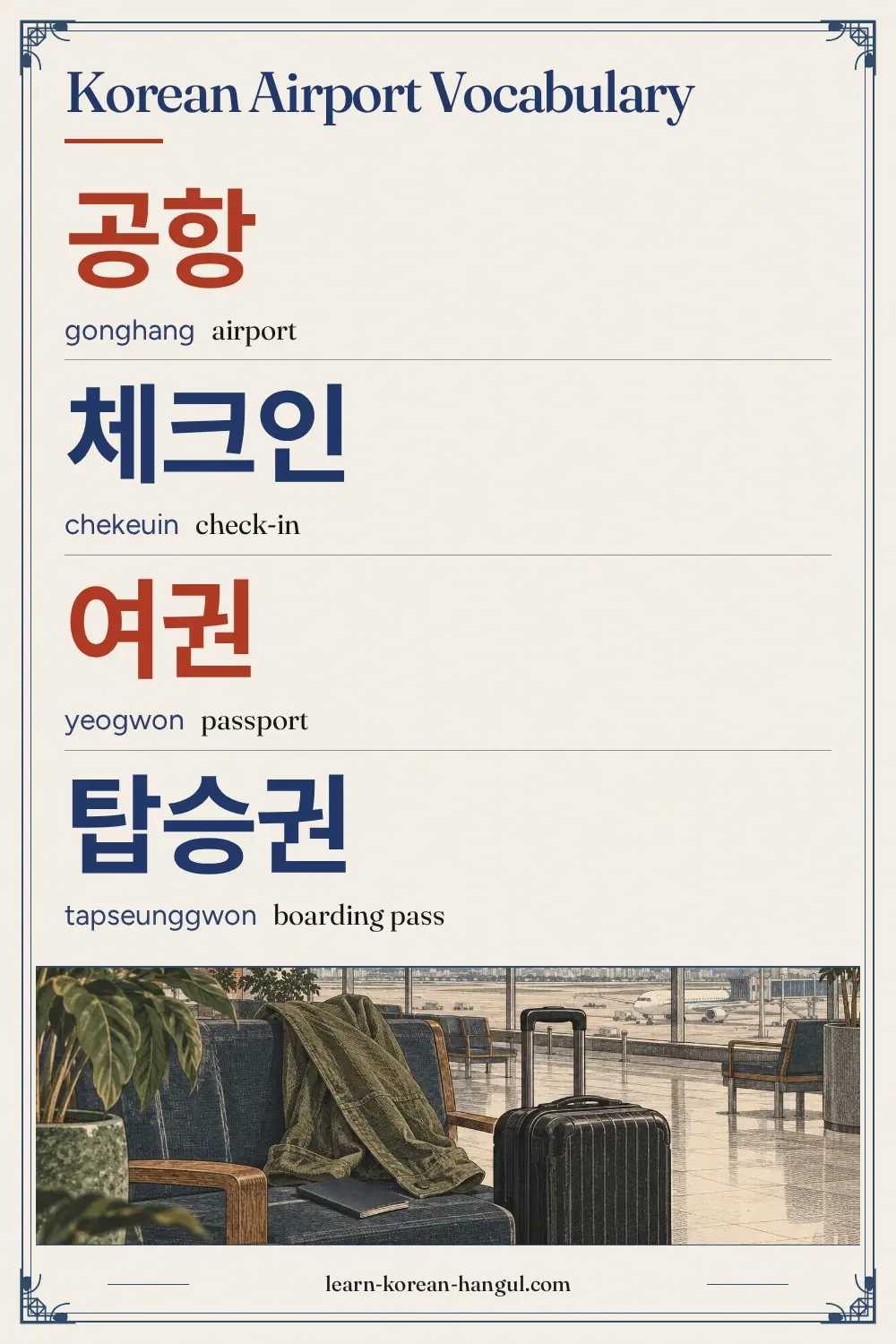 공항 · gonghang · airport · Korean Airport Vocabulary