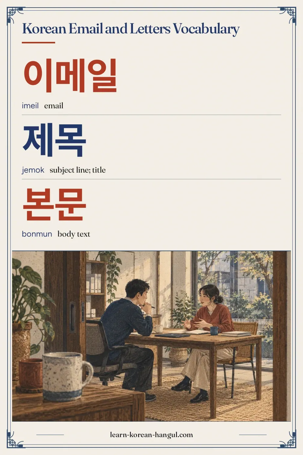 이메일 · imeil · email · Korean Email and Letters Vocabulary