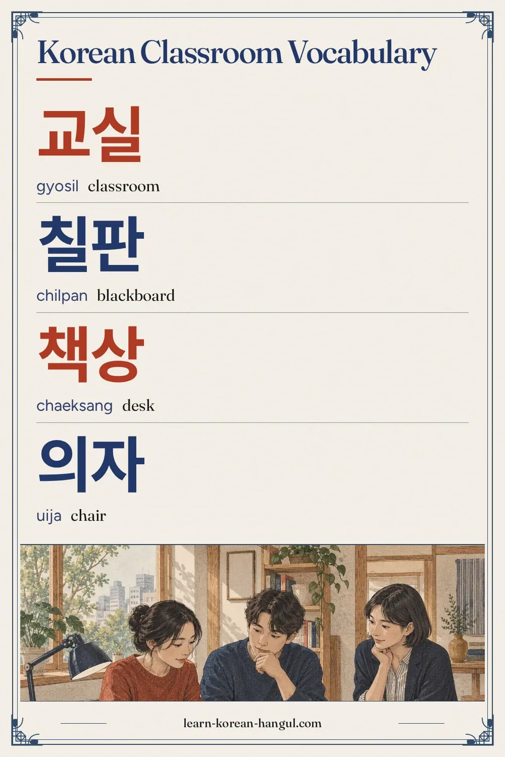 교실 · gyosil · classroom · Korean Classroom Vocabulary