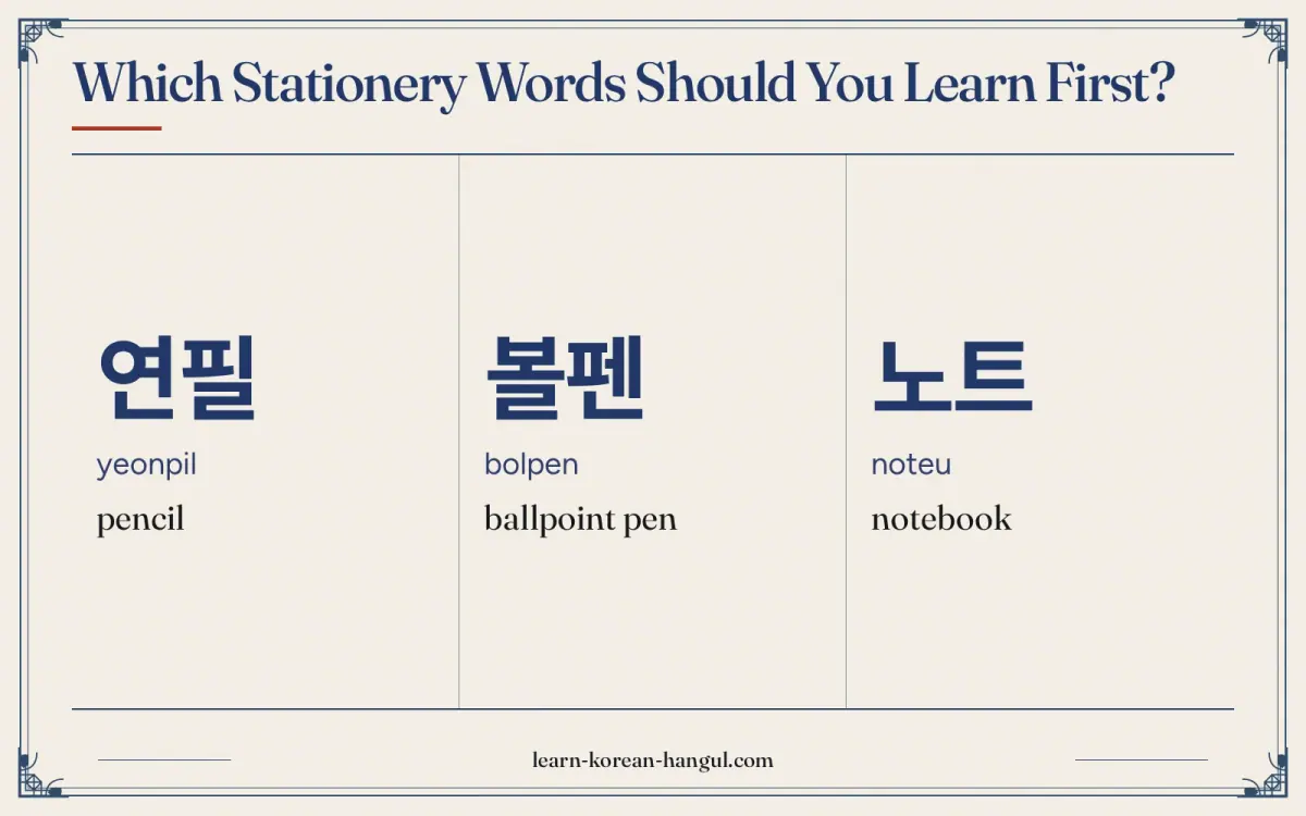 연필 · yeonpil · pencil · Which stationery words should you learn first?