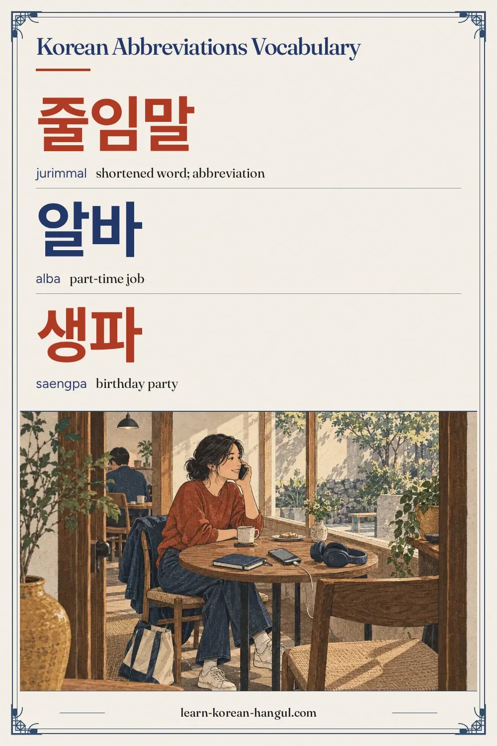 줄임말 · jurimmal · shortened word; abbreviation · Korean Abbreviations Vocabulary