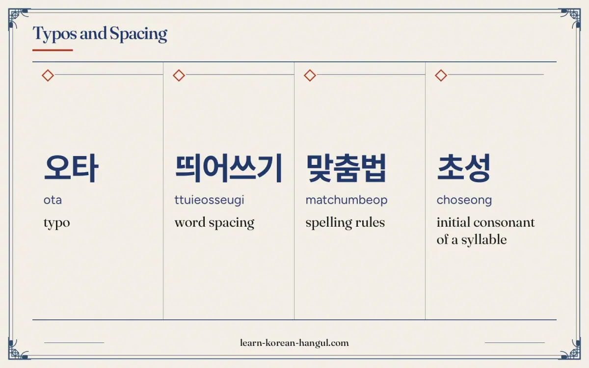 오타 · ota · typo · Typos and spacing