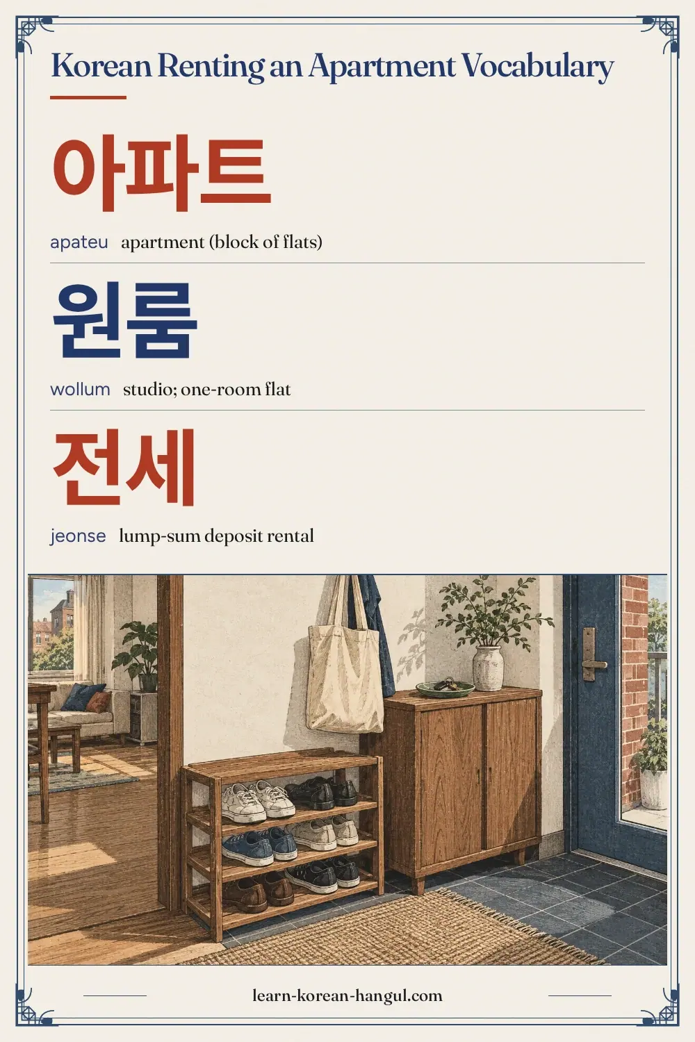 아파트 · apateu · apartment (block of flats) · Korean Renting an Apartment Vocabulary