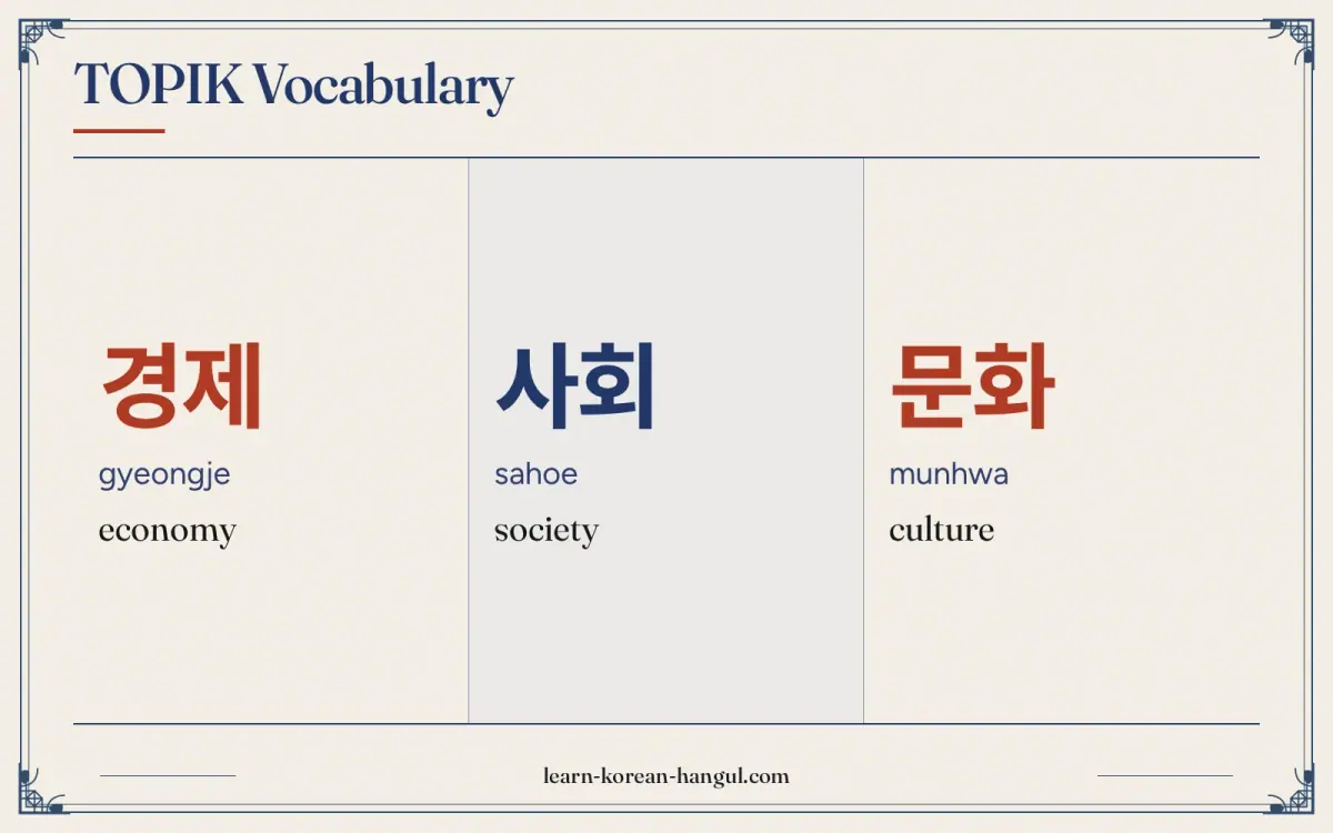경제 · gyeongje · economy · TOPIK Vocabulary
