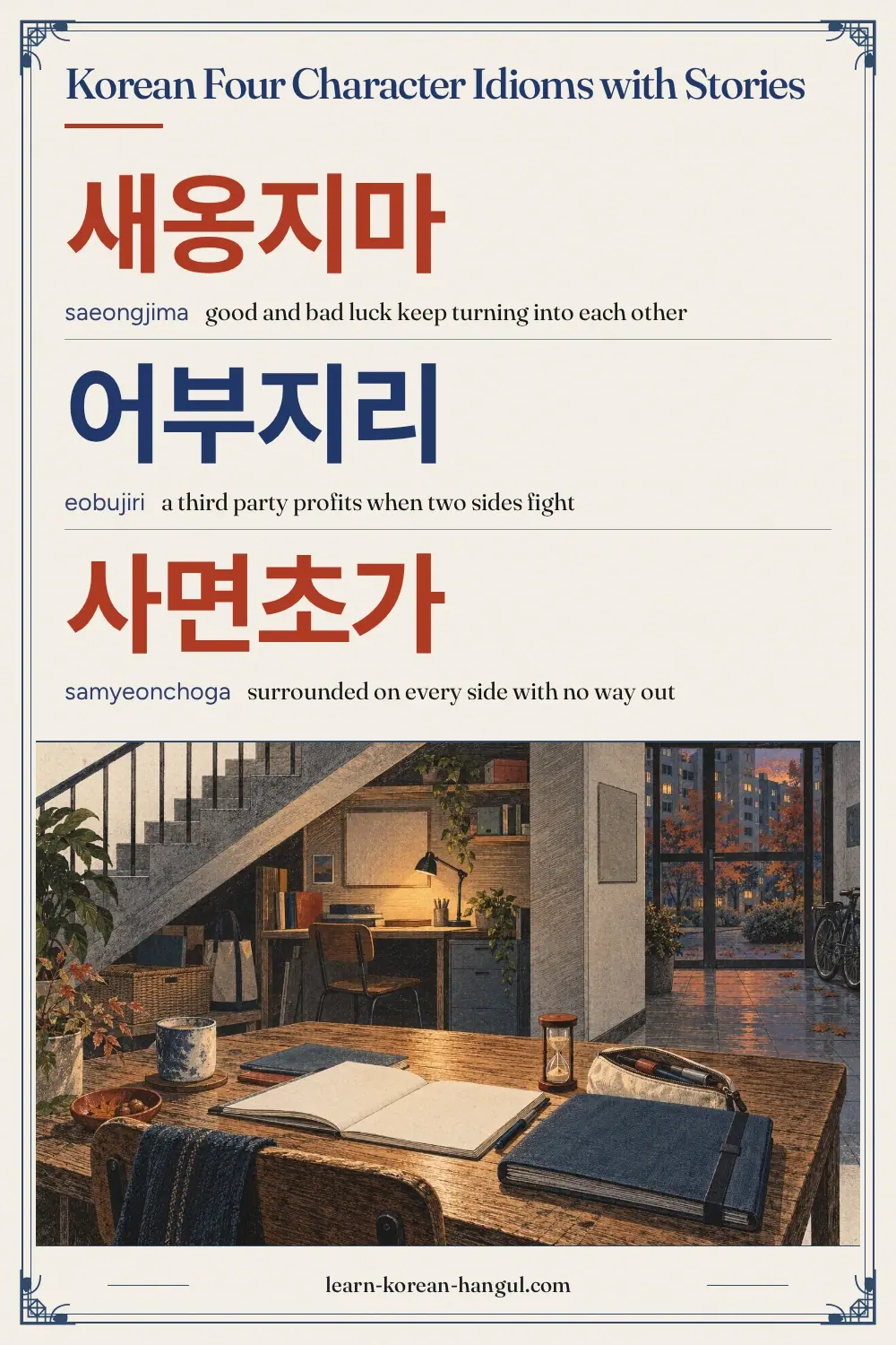 새옹지마 · saeongjima · good and bad luck keep turning into each other · Korean Four Character Idioms with Stories