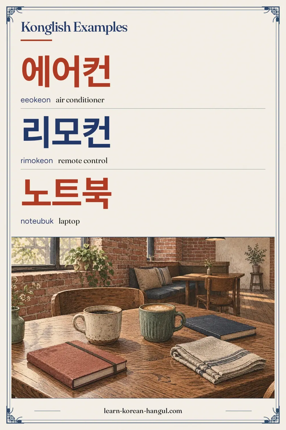 에어컨 · eeokeon · air conditioner · Konglish Examples