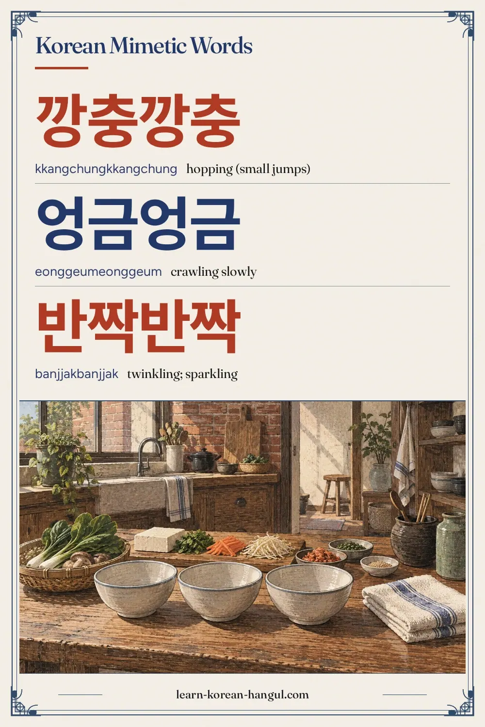 깡충깡충 · kkangchungkkangchung · hopping (small jumps) · Korean Mimetic Words