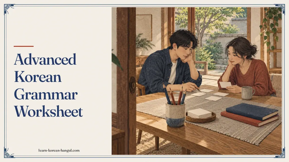 Advanced Korean Grammar Worksheet