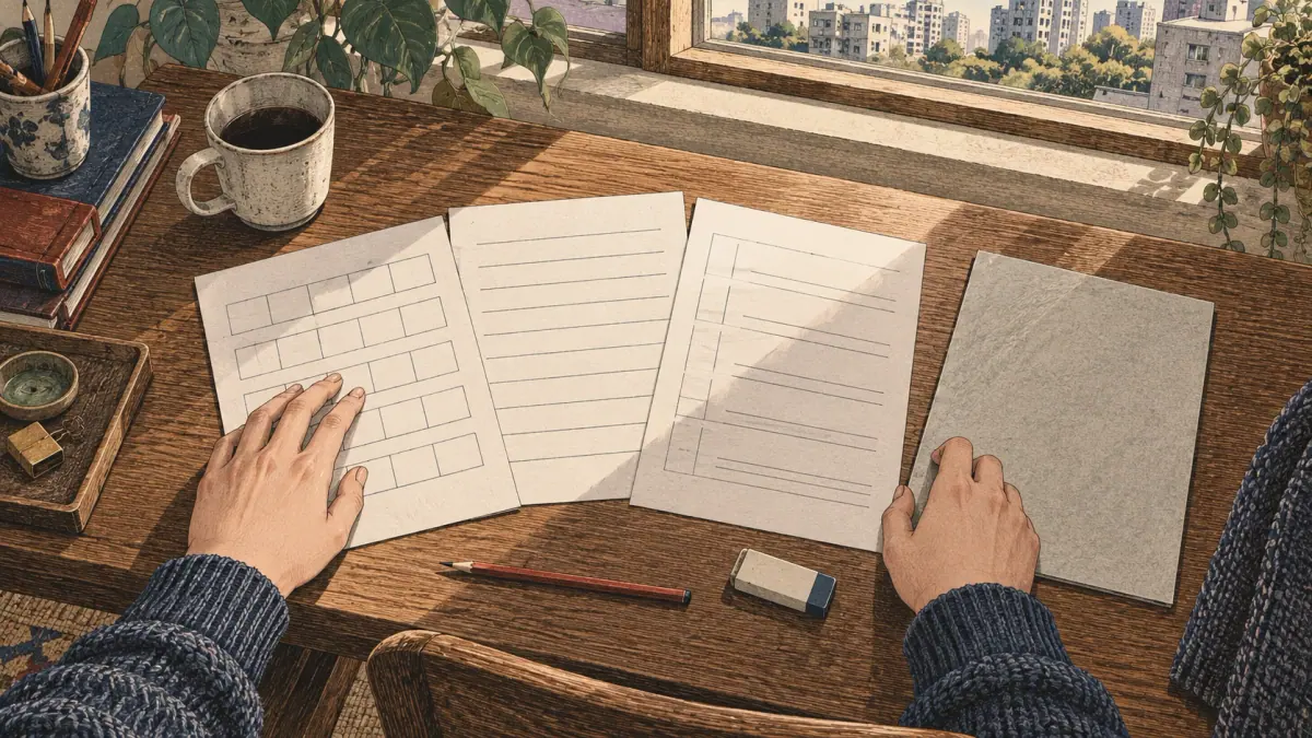 Adult learners prepare, print and practise the Korean vowel worksheet.