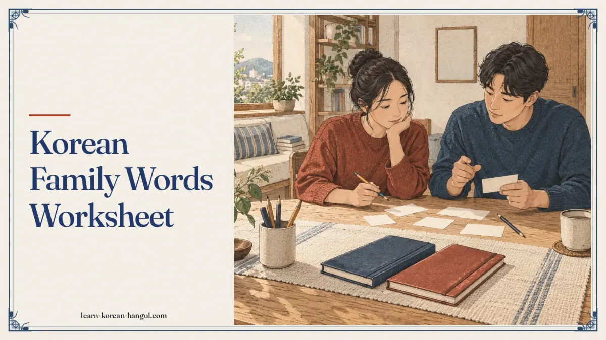 Korean Family Words Worksheet
