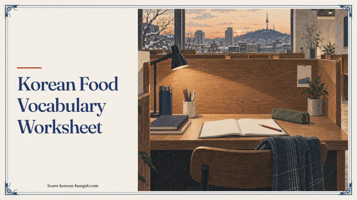 Korean Food Vocabulary Worksheet