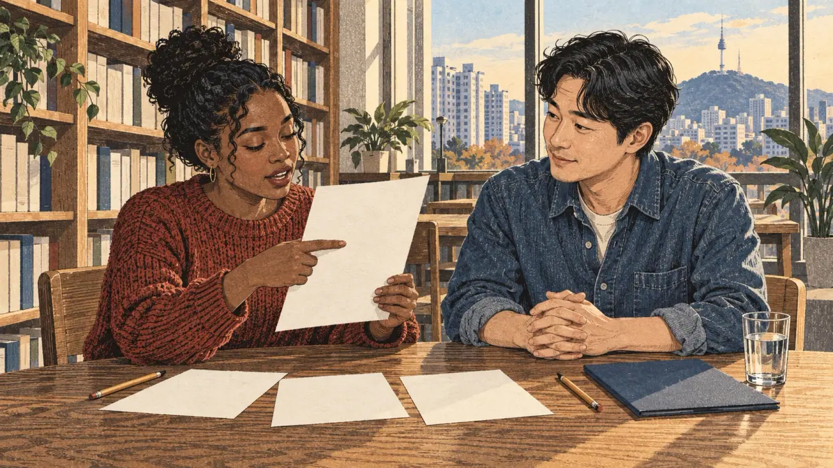 Hangul reading practice: sound out words, match clues and recall meanings.