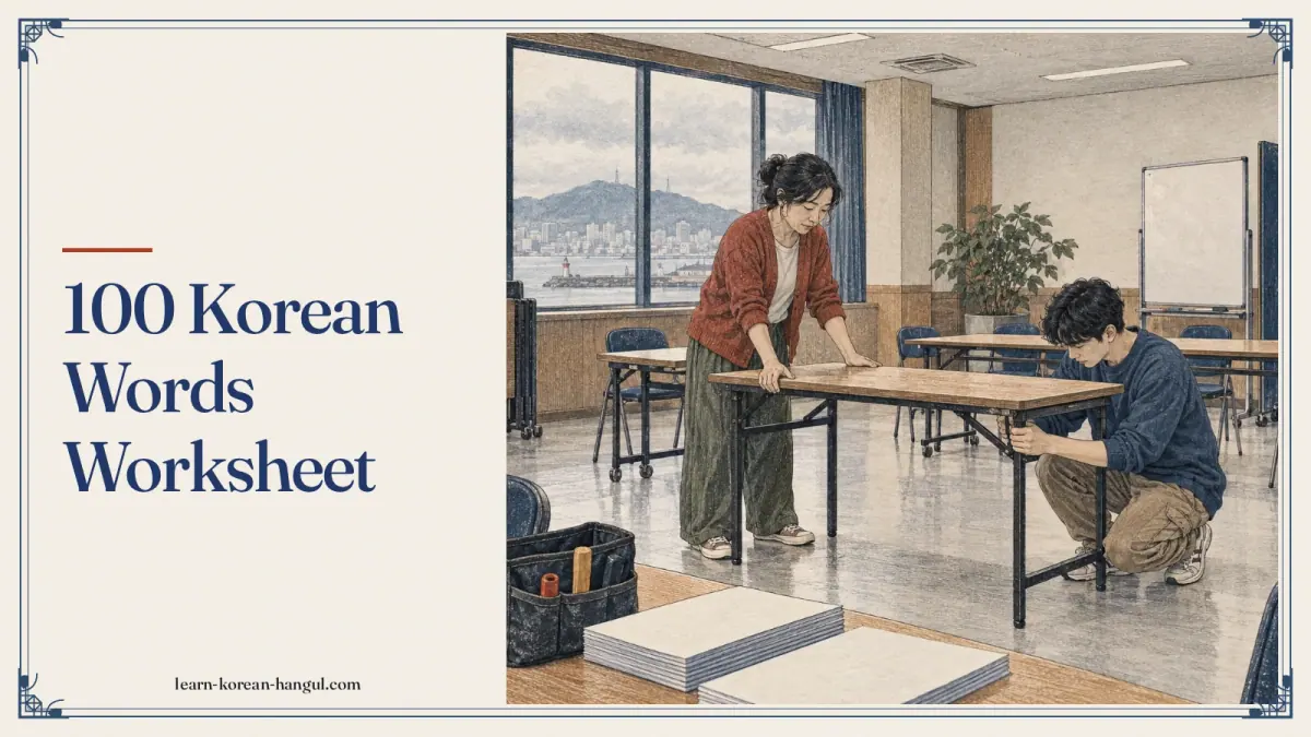 100 Korean Words Worksheet